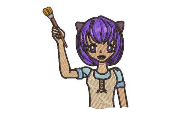 Download Anime Style Girl Holding Paintbrush - Premium Resources